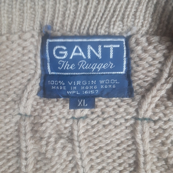 Gant The Rugger 100% Wool 1980s Cableknit Triple Stripe Cricket Sweater, MINT!!! - Picture 5 of 12
